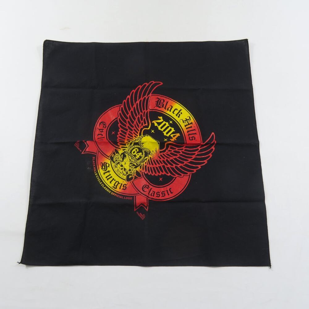 2004 Sturgis Bike Motorcycle Rally Handkerchief Bandana black red yellow eagle